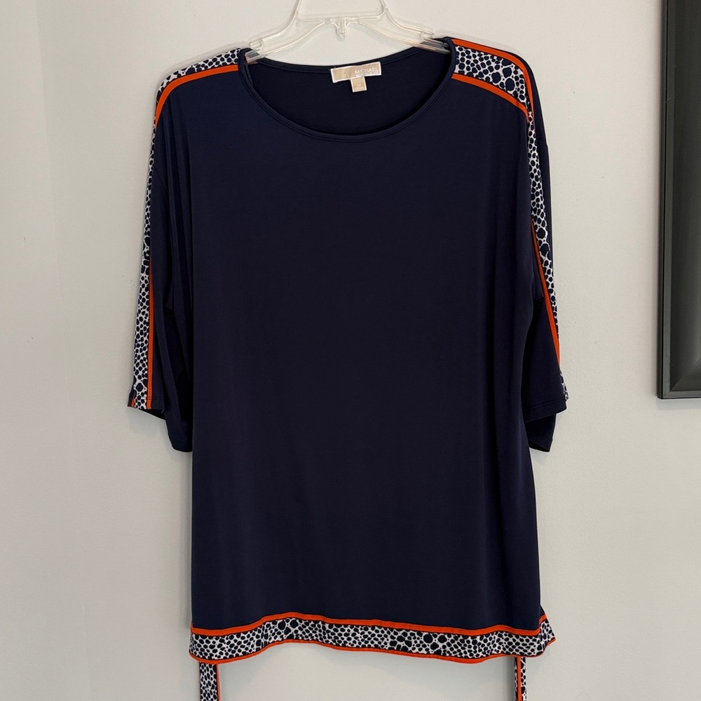 Michael Kors Dark Blue Blouse with Beige Label